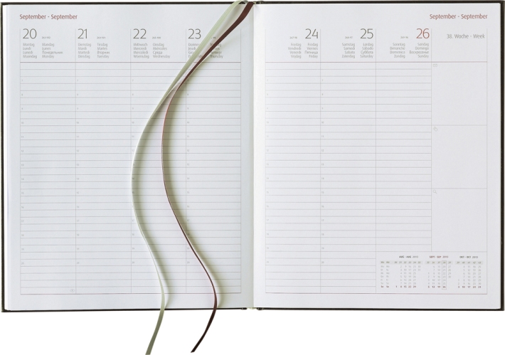 Wochenbuchkalender »Classic-874«, 8sprachig, grau/burgund, 210x260 mm