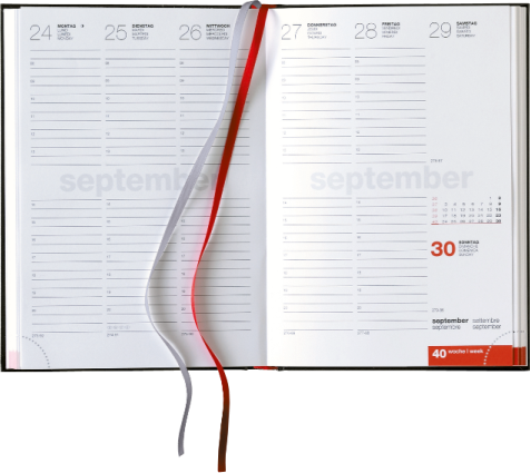 Wochen-Buchkalender »NewTrend-949«, 8sprachig, grau/rot, 145x205 mm