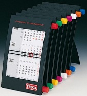 Tischaufstellkalender, deutsch, 3 Monate, Kunststoffgehäuse, Drehmechanik