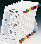 Tischaufstellkalender, deutsch, 3 Monate, Kunststoffgehäuse weiß, Drehmechank