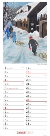 Streifenkalender »Jahreszeiten-Aquarelle«, 120x390 mm, Januar
