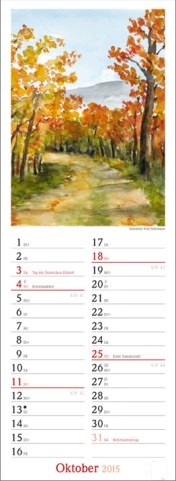 Streifenkalender »Jahreszeiten-Aquarelle«, 120x390 mm, Oktober