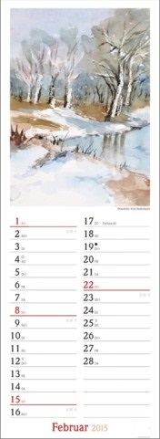 Streifenkalender »Jahreszeiten-Aquarelle«, 120x390 mm, Fabruar