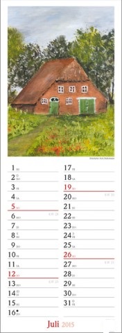 Streifenkalender »Jahreszeiten-Aquarelle«, 120x390 mm, JUli