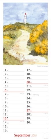 Streifenkalender »Jahreszeiten-Aquarelle«, 120x390 mm, September