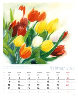 Aquarellkalender »Blumen-Aquarelle«, 245x345 mm, Februar