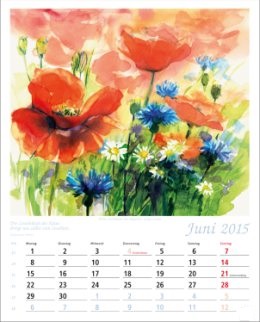 Aquarellkalender »Blumen-Aquarelle«, 245x345 mm, JUni