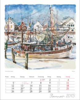 Bildwandkalender »Aquarelle«, 245x345 mm, Januar