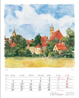 Bildwandkalender »Aquarelle«, 245x345 mm, Oktober