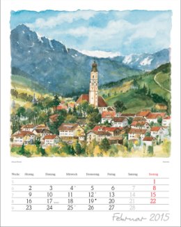 Bildwandkalender »Aquarelle«, 245x345 mm, Februar