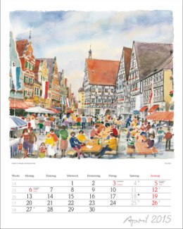 Bildwandkalender »Aquarelle«, 245x345 mm, April