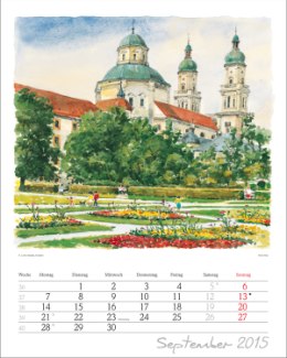 Bildwandkalender »Aquarelle«, 245x345 mm, September