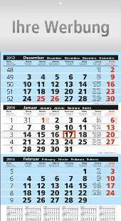 Dreimonatskalender »Assitent-plus blau«, 296x540 mm
