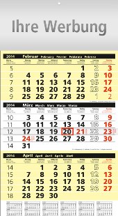 Dreimonatskalender »Assitent-plus gelb«, 296x540 mm