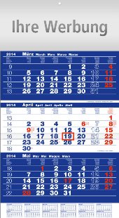 Dreimonatskalender »Assitent-plus dunkelblau«, 296x540 mm