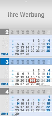 Dreimonatskalender »Design-basic blau«, 340x750 mm