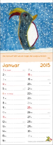 Streifenkalender »Herzensbilder«, 155x485 mm, Januar