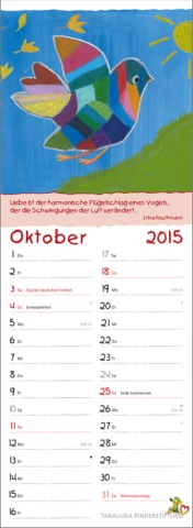 Streifenkalender »Herzensbilder«, 155x485 mm, Oktober