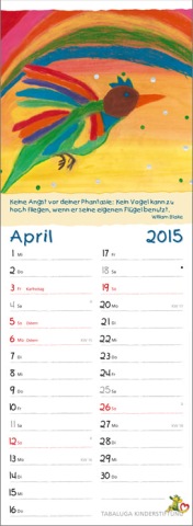 Streifenkalender »Herzensbilder«, 155x485 mm, April