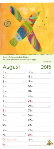 Streifenkalender »Herzensbilder«, 155x485 mm, August