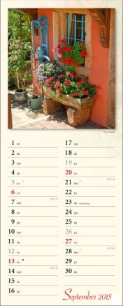 Streifenkalender »Verborgene Idylle«, 155x440 mm, September