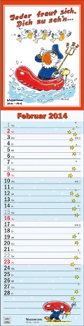 Streifenkalender »Tierische Sternzeichen«, 120x525 mm, Februar