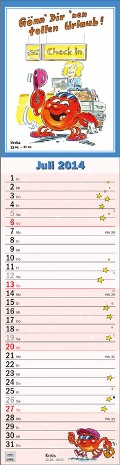 Streifenkalender »Tierische Sternzeichen«, 120x525 mm, Juli