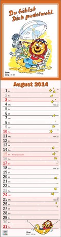 Streifenkalender »Tierische Sternzeichen«, 120x525 mm, August