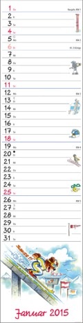 Streifenkalender »Aktiv mit Waldi«, 120x525 mm, Januar