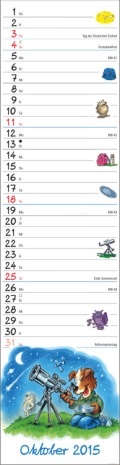 Streifenkalender »Aktiv mit Waldi«, 120x525 mm, Oktober