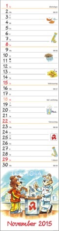 Streifenkalender »Aktiv mit Waldi«, 120x525 mm, November