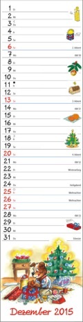 Streifenkalender »Aktiv mit Waldi«, 120x525 mm, Dezember