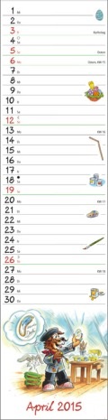 Streifenkalender »Aktiv mit Waldi«, 120x525 mm,April