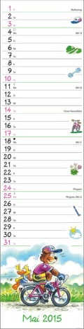 Streifenkalender »Aktiv mit Waldi«, 120x525 mm, Mai