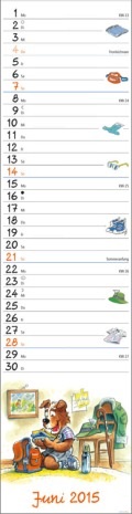 Streifenkalender »Aktiv mit Waldi«, 120x525 mm, Juni