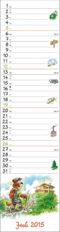 Streifenkalender »Aktiv mit Waldi«, 120x525 mm, Juli