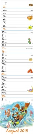 Streifenkalender »Aktiv mit Waldi«, 120x525 mm, August