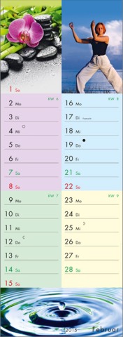 Streifenkalender »fit & gesund«, 155x485 mm, Februar