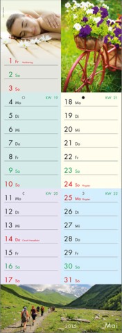 Streifenkalender &raquo;fit & gesund&laquo;, 155x485 mm, Mai