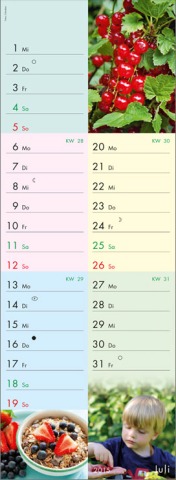 Streifenkalender &raquo;fit & gesund&laquo;, 155x485 mm, Juli