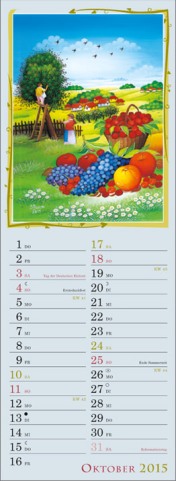 Streifenkalender »Naive Phantasien«, 120x390 mm, Oktober 