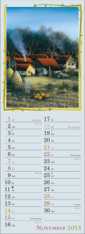 Streifenkalender »Naive Phantasien«, 120x390 mm, November