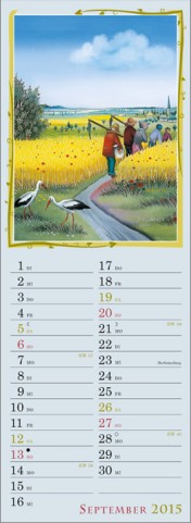 Streifenkalender »Naive Phantasien«, 120x390 mm, September