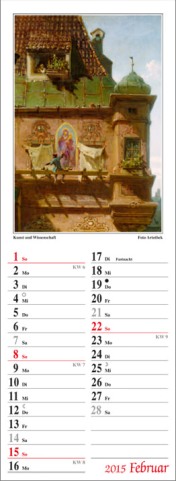 Streifenkalender »Spitzweg«, 120x390 mm, Februar