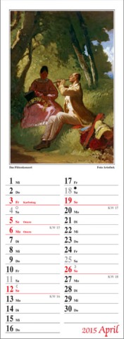 Streifenkalender »Spitzweg«, 120x390 mm, April