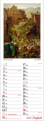Streifenkalender »Spitzweg«, 120x390 mm, August