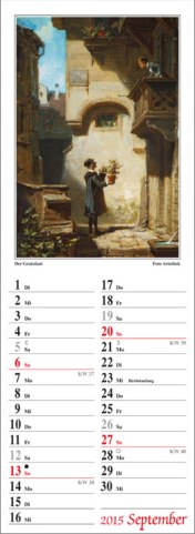 Streifenkalender »Spitzweg«, 120x390 mm, September