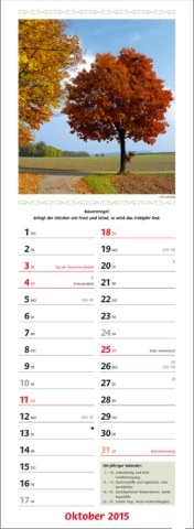 Streifenkalender »Landpartie«, 155x485 mm, Oktober