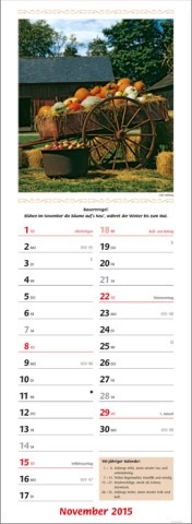 Streifenkalender »Landpartie«, 155x485 mm, November