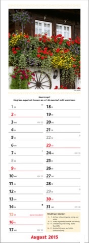 Streifenkalender »Landpartie«, 155x485 mm, August